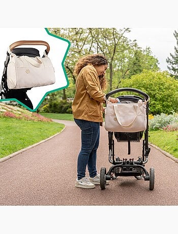 Sac à langer Pocketstyle crème grande capacité 5 accessoires 'Badabulle'