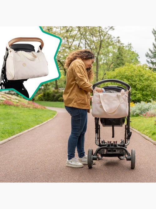 Sac à langer Pocketstyle crème grande capacité 5 accessoires 'Badabulle' - Kiabi