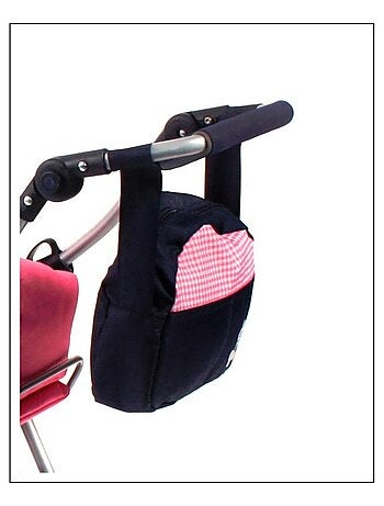 Sac à langer pour poussettes de poupées. Marine avec motif Vichy