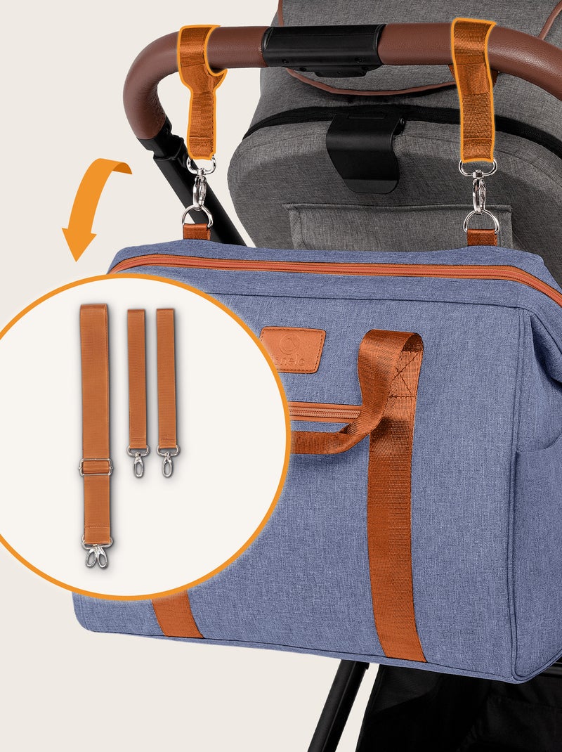 Sac à langer quotidien LIONELO Ida - Grande capacité - Bandoulière - Matériaux de haute qualité Bleu - Kiabi