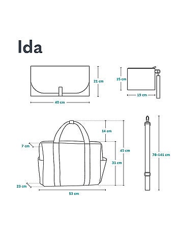 Sac à langer quotidien LIONELO Ida - Grande capacité - Bandoulière - Matériaux de haute qualité