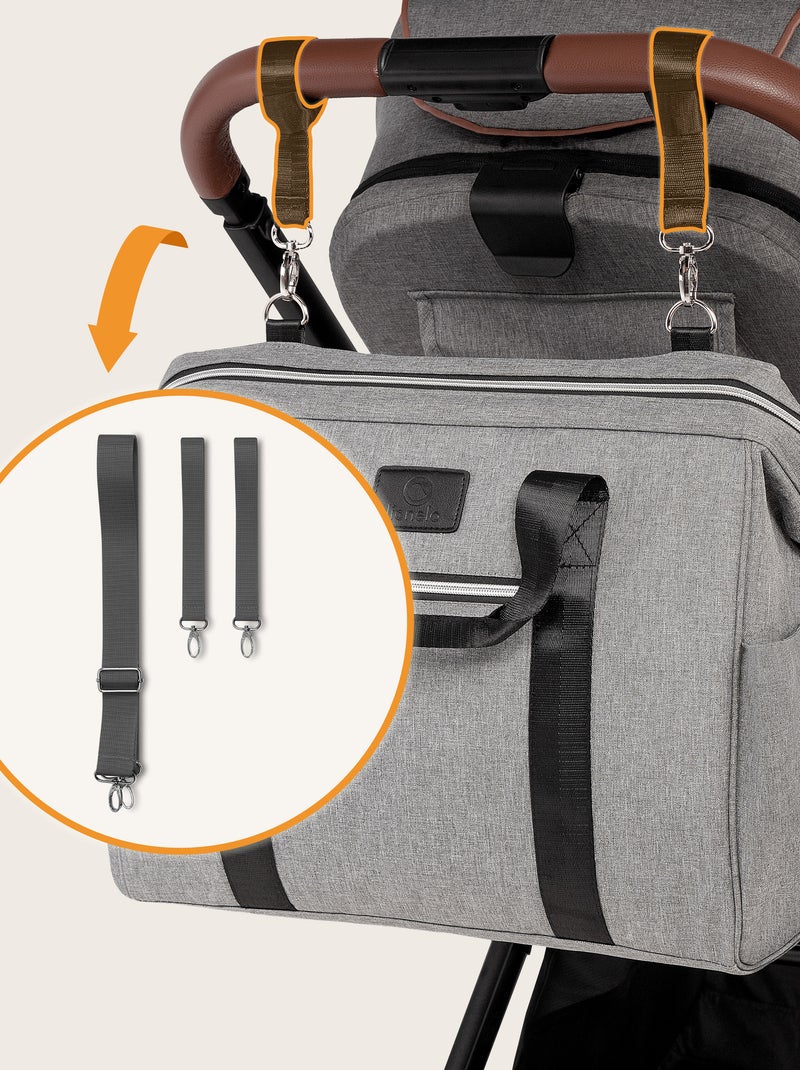 Sac à langer quotidien LIONELO Ida - Grande capacité - Bandoulière - Matériaux de haute qualité Gris - Kiabi