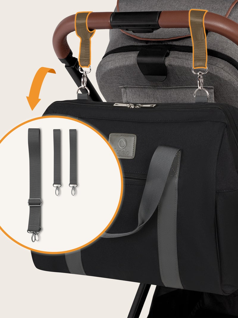 Sac à langer quotidien LIONELO Ida - Grande capacité - Bandoulière - Matériaux de haute qualité Noir - Kiabi