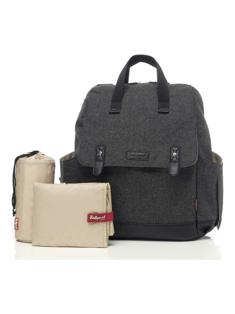 Sac à langer Robyn convertible en sac à dos Tweed gris Gris - Kiabi