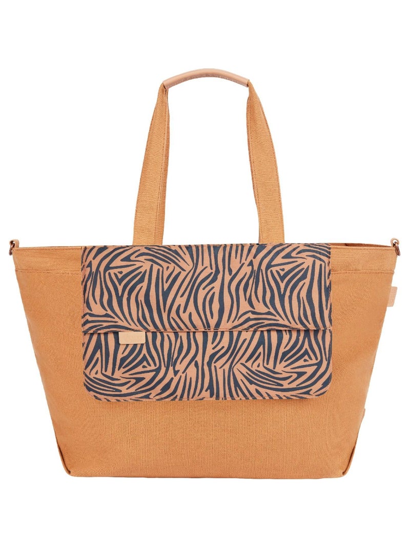 Sac à langer Tote Bag Grand Format de 35L Multiusages, Zebra 'Babymoov' Marron - Kiabi