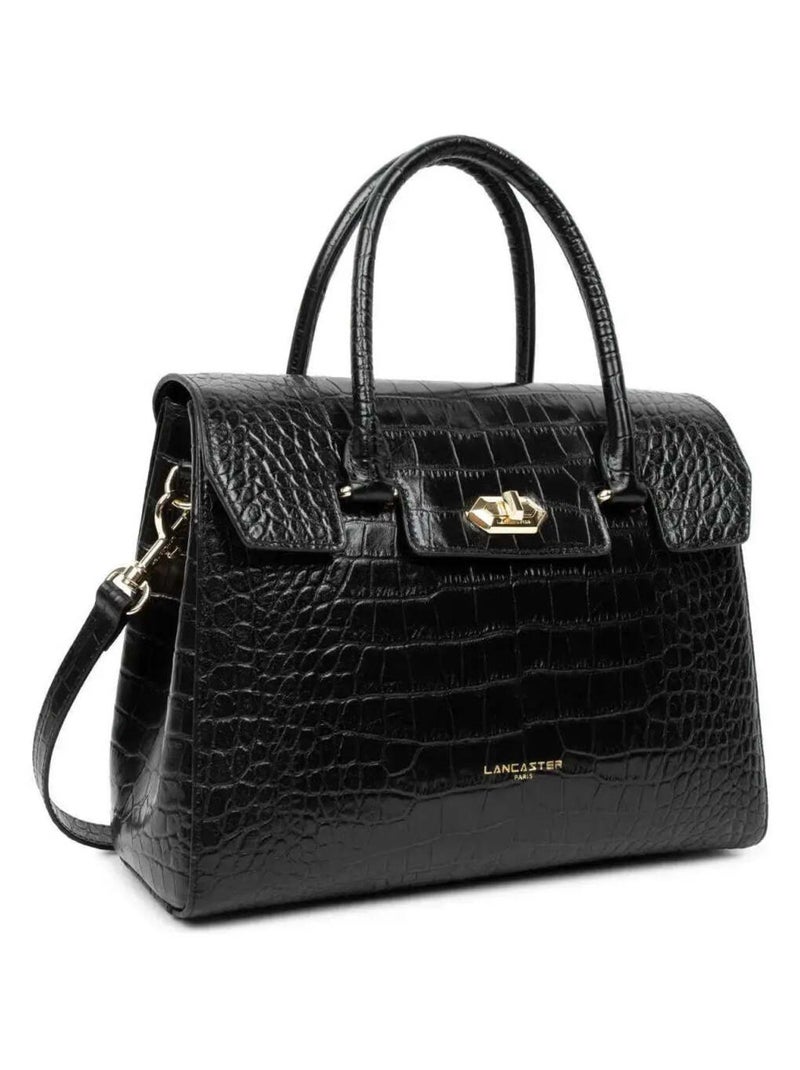Sac à Main A rabat avec fermoir Exotic Croco   Croco Noir - Kiabi