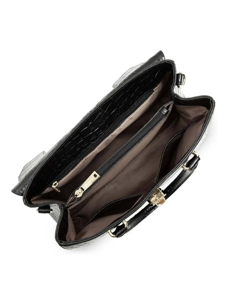 Sac à Main A rabat avec fermoir Exotic Croco   Croco Noir - Kiabi