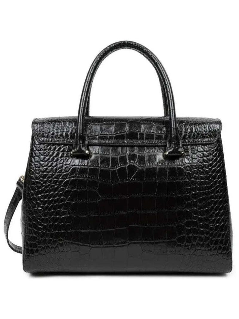 Sac à Main A rabat avec fermoir Exotic Croco   Croco Noir - Kiabi