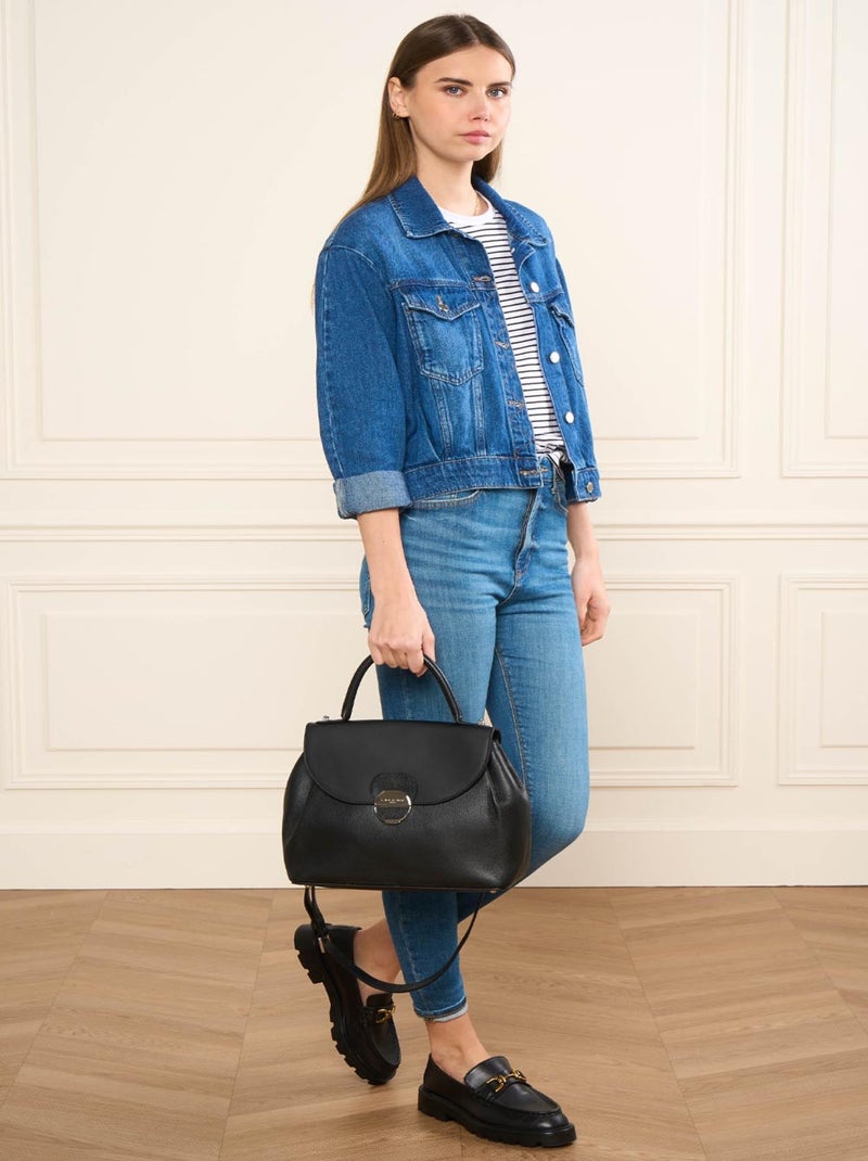 Sac à main A rabat avec fermoir L Pia Lancaster Noir - Kiabi