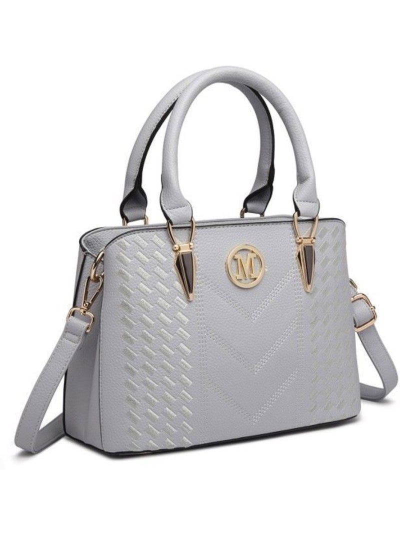 Sac à main bandoulière simili cuir galet logo m - miss lulu Gris - Kiabi