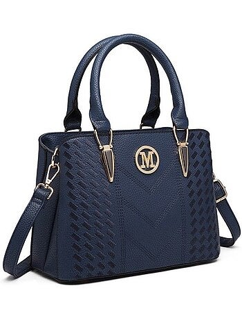 Sac à main bandoulière simili cuir grain galet logo m - miss lulu