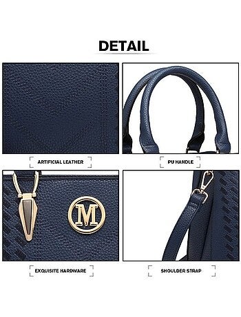 Sac à main bandoulière simili cuir grain galet logo m - miss lulu