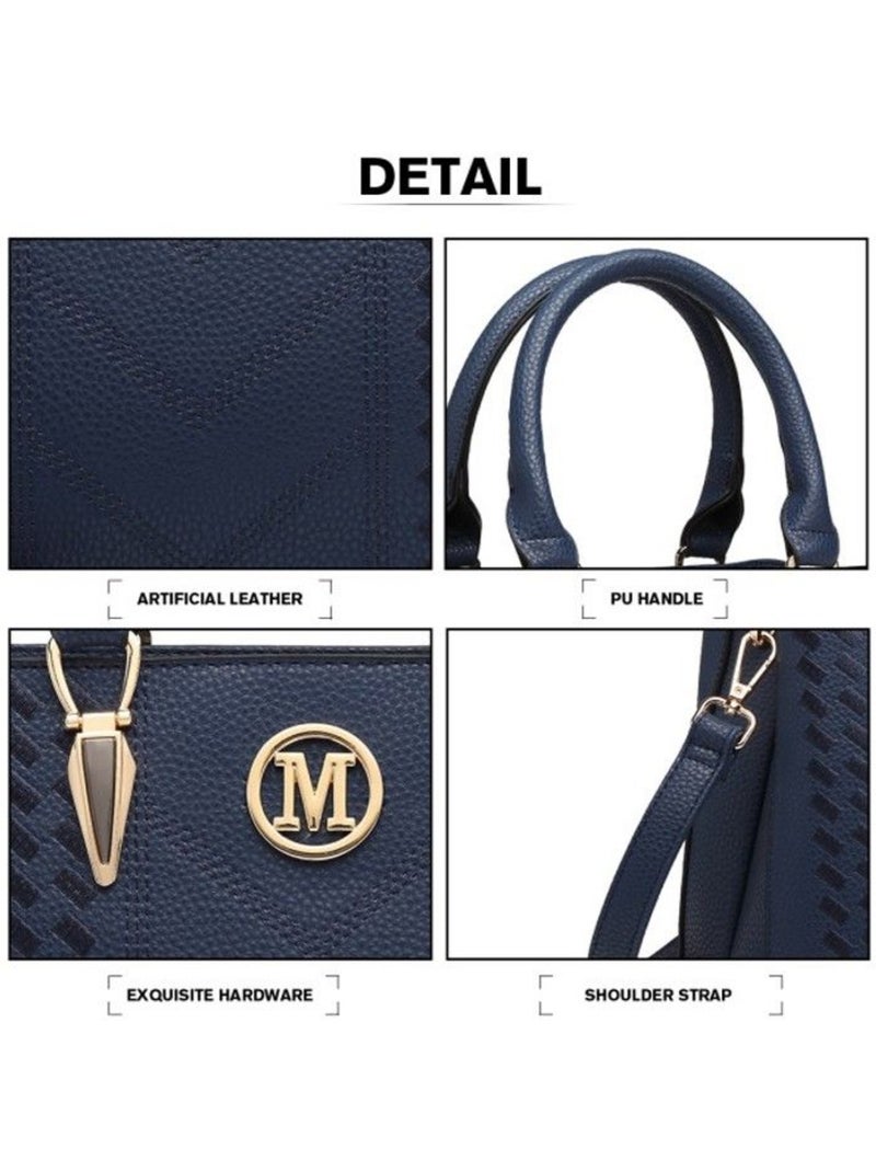 Sac à main bandoulière simili cuir grain galet logo m - miss lulu Bleu - Kiabi