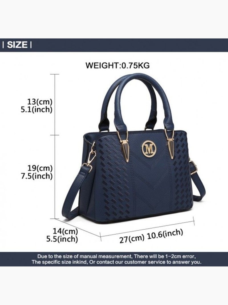 Sac à main bandoulière simili cuir grain galet logo m - miss lulu Bleu - Kiabi