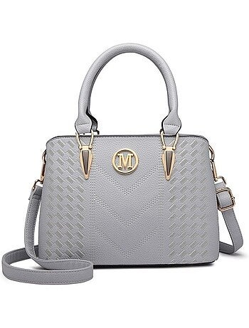Sac à main bandoulière simili cuir grain galet logo m - miss lulu