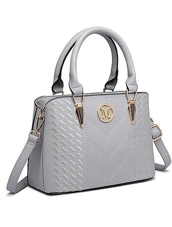 Sac à main bandoulière simili cuir grain galet logo m - miss lulu