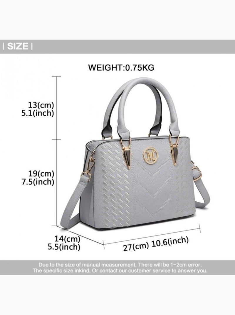 Sac à main bandoulière simili cuir grain galet logo m - miss lulu Gris - Kiabi