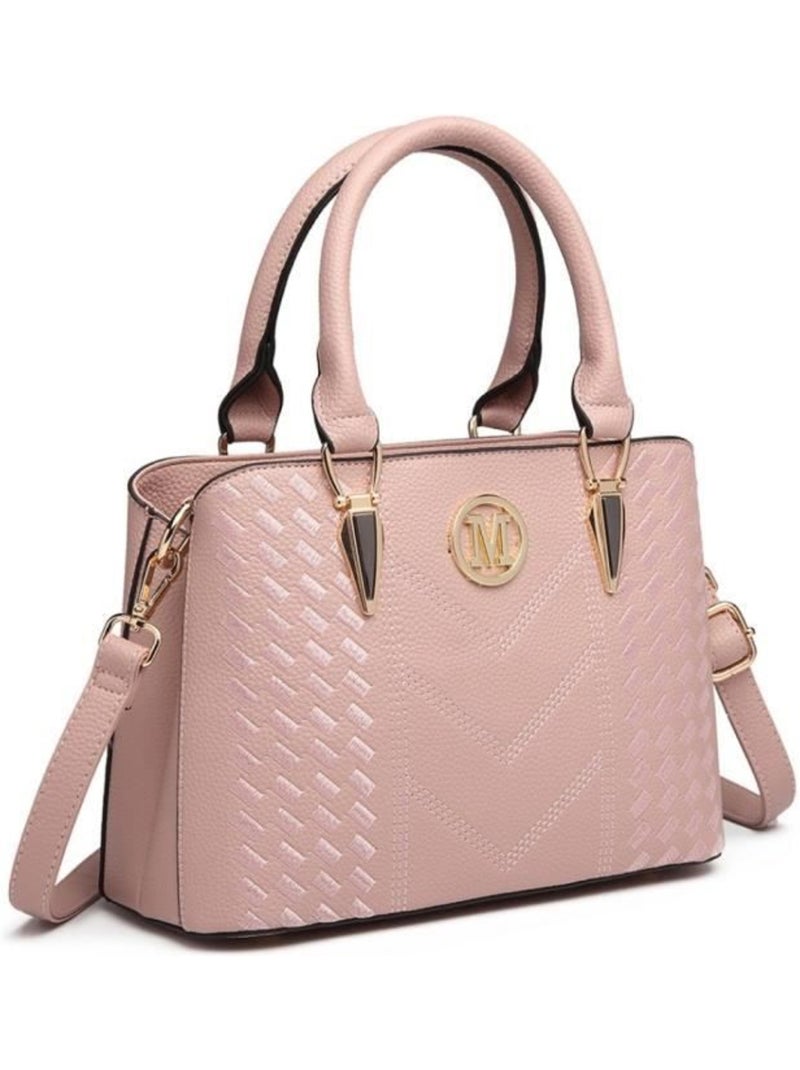 Sac à main bandoulière simili cuir grain galet logo m - miss lulu Rose - Kiabi