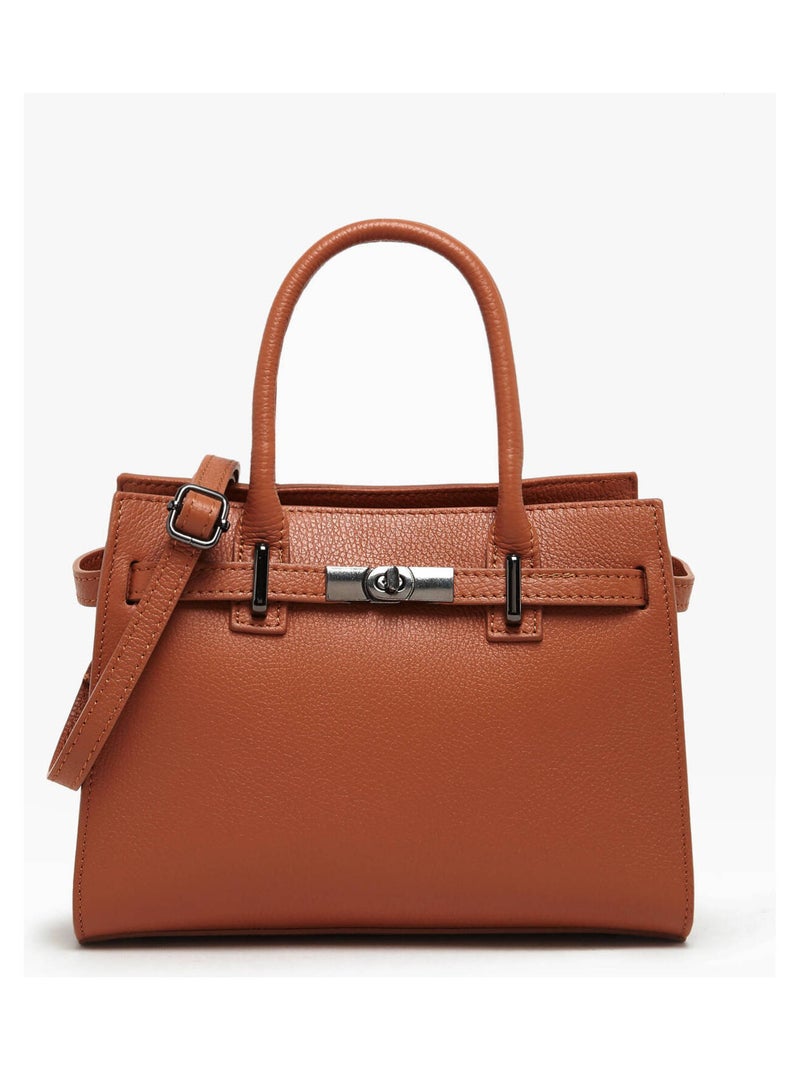 Sac À Main Caviar Cuir Milano Cuir De Vachette Marron tabac - Kiabi