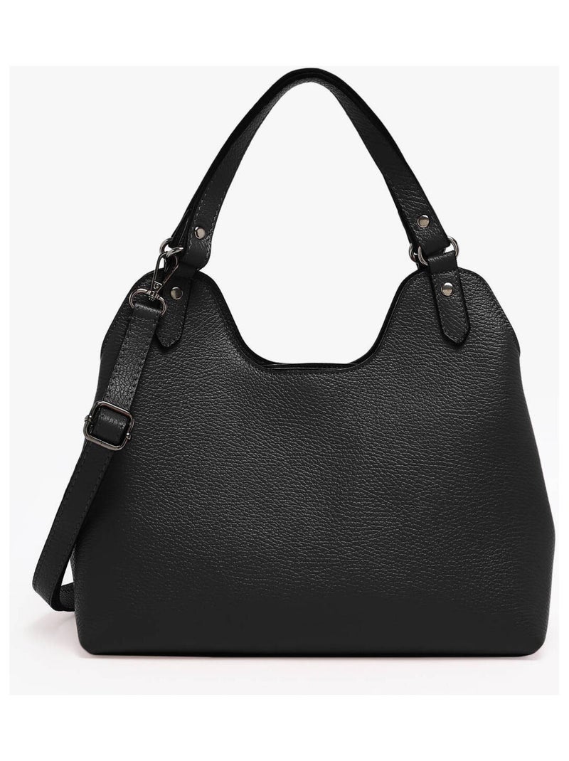 Sac À Main Caviar Cuir Milano Cuir De Vachette Noir Noir - Kiabi