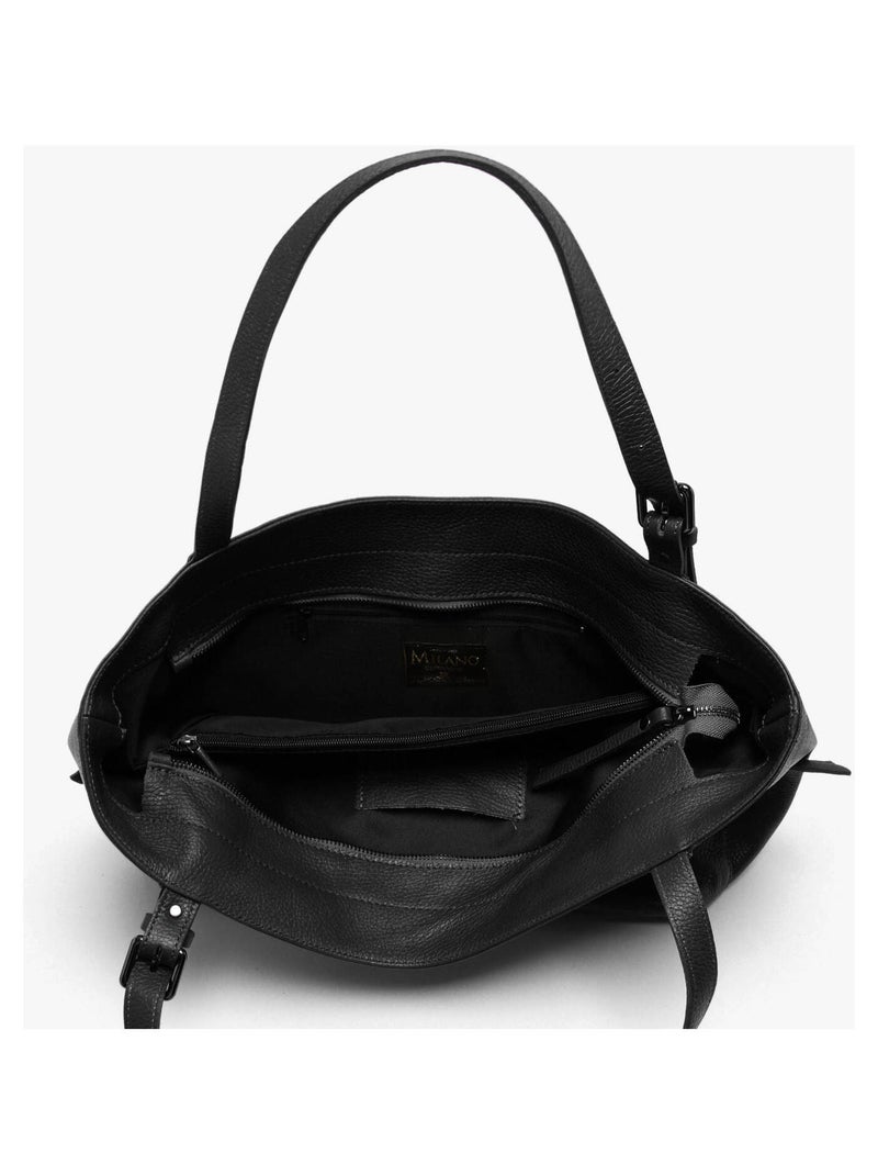 Sac À Main Caviar Cuir Milano Cuir De Vachette Noir Noir - Kiabi