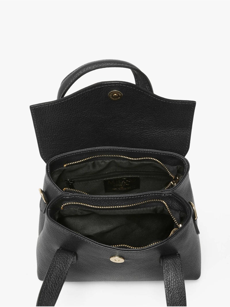 Sac à main caviar cuir milano cuir de vachette Noir Noir - Kiabi