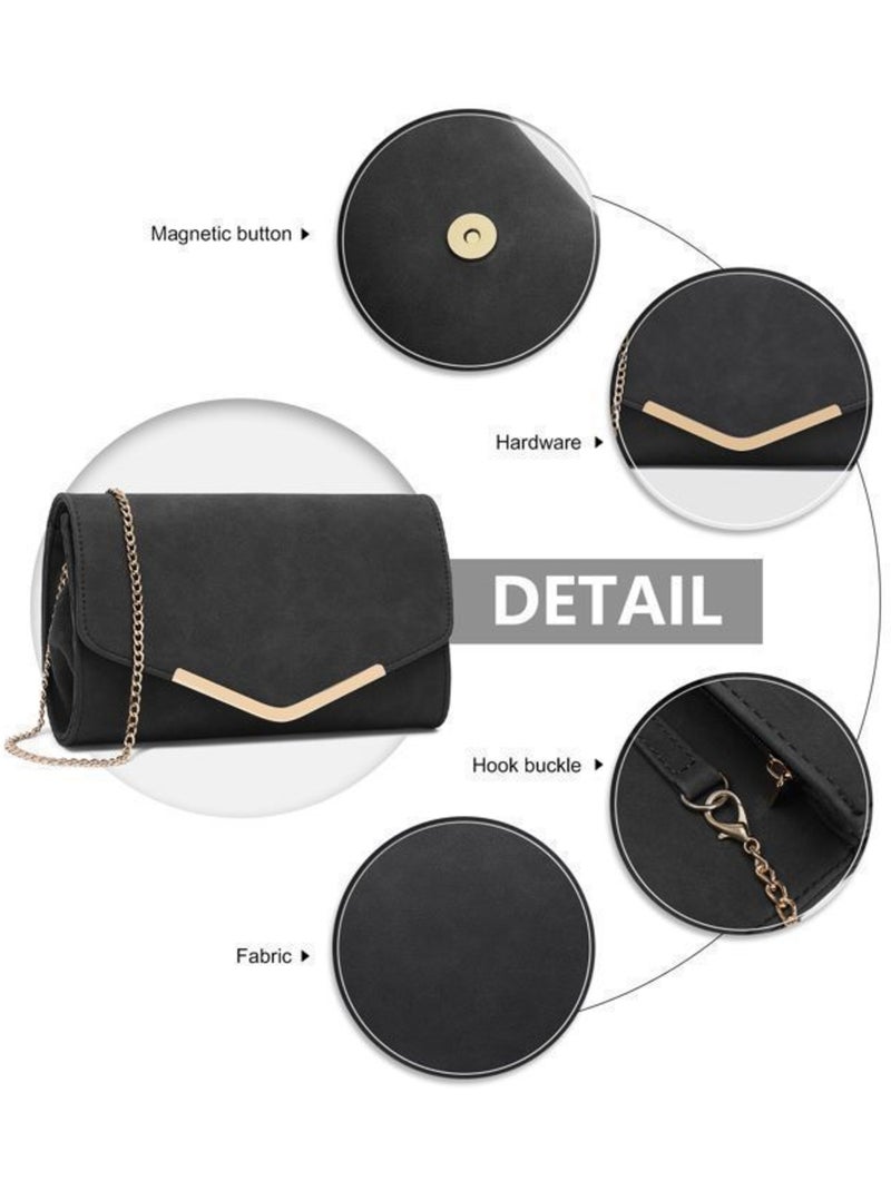 Sac à main chaîne amovible fermeture magnétique 25x6x15 cm - miss lulu Noir - Kiabi