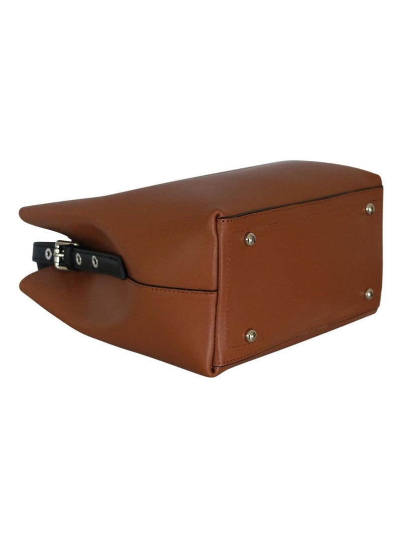 Sac à main cuir lisse italien Camel - Kiabi