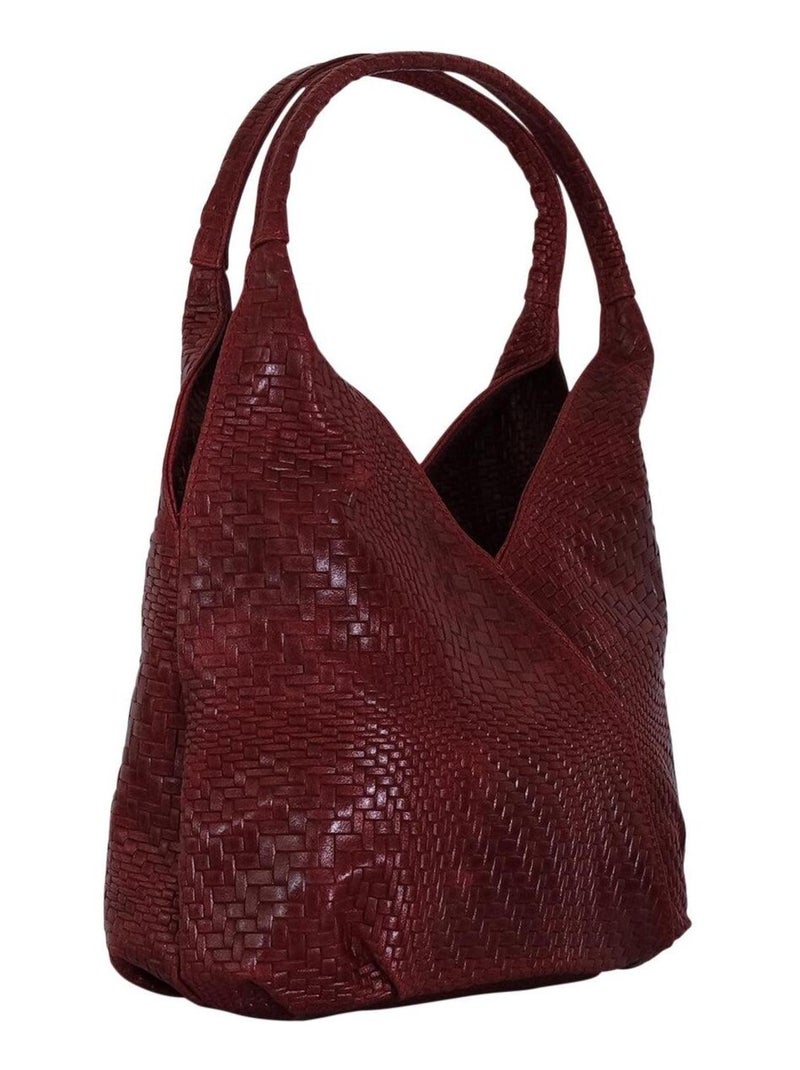 Sac a main cuir tressé MAELLE Bordeaux - Kiabi