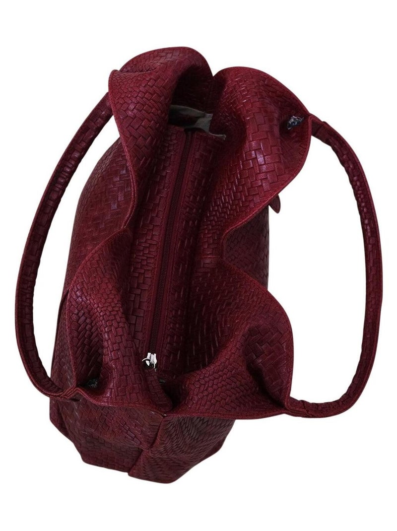 Sac a main cuir tressé MAELLE Bordeaux - Kiabi
