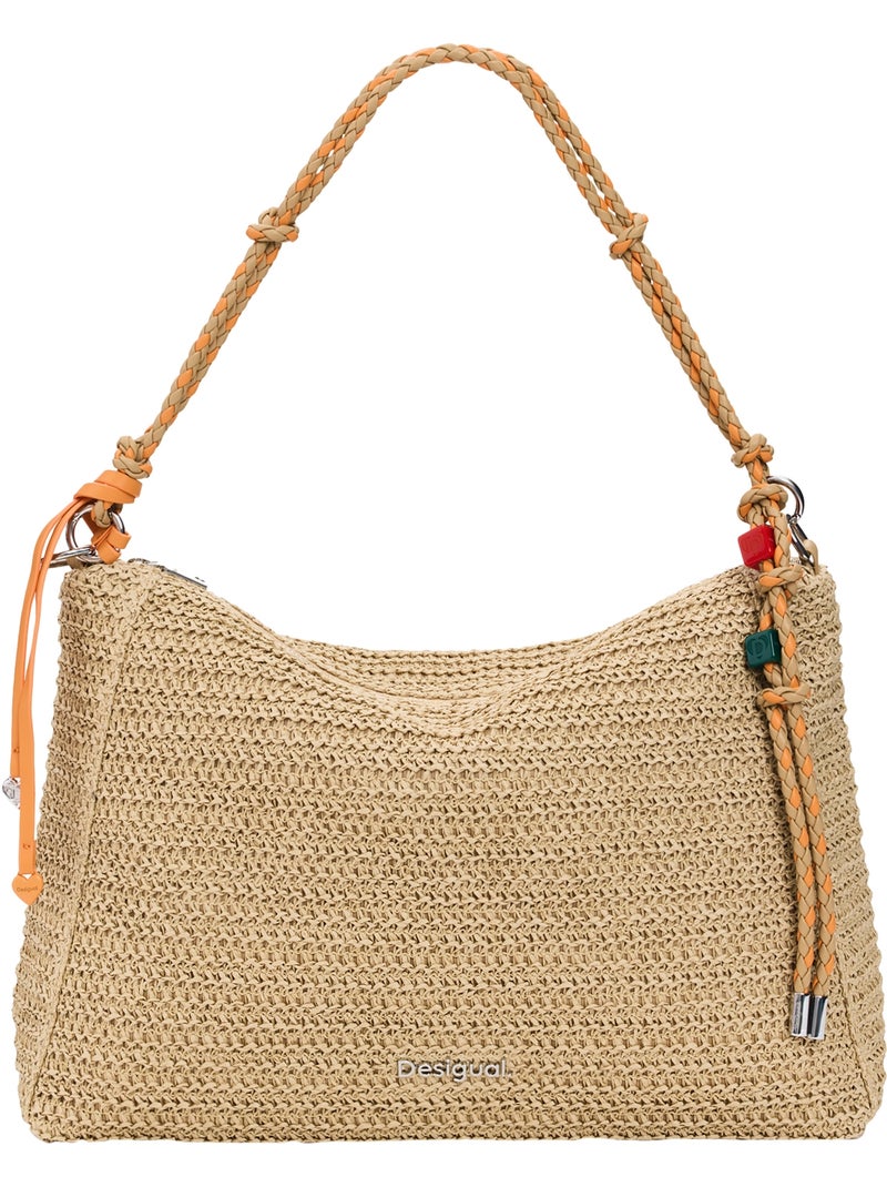Sac à Main Desigual Half Logo Raffia Leiria Beige - Kiabi