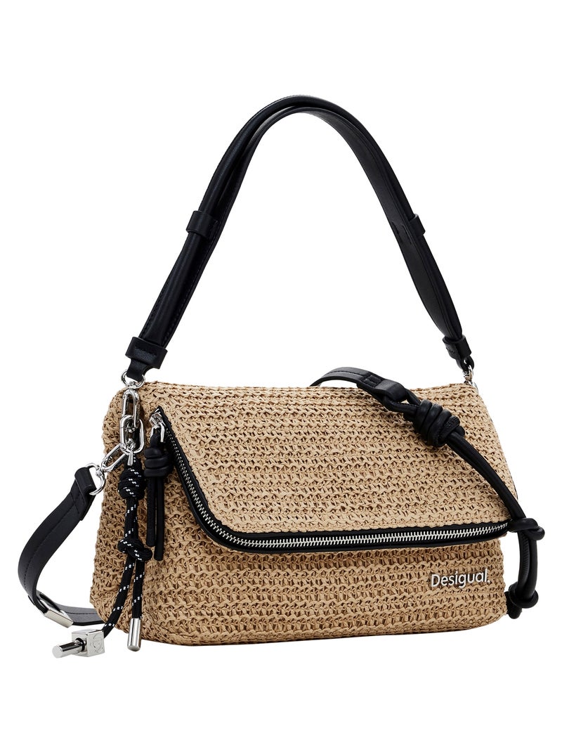 Sac à Main Desigual Half Logo Raffia Venecia Beige - Kiabi