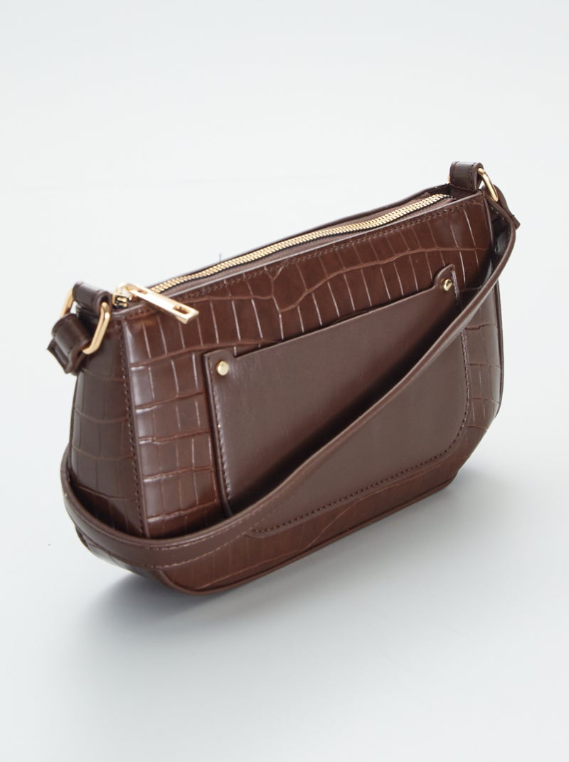 Sac à main effet croco porté épaule Marron - Kiabi