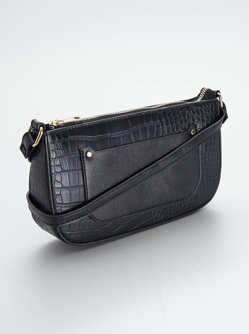 Sac à main effet croco porté épaule noir - Kiabi