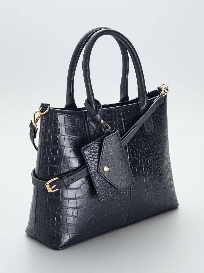 Sac à main effet + porte monnaie - 2 pièces Noir - Kiabi