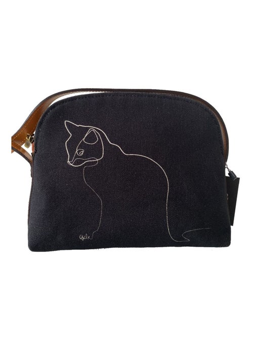 Sac à main en coton noir 22 cm - Kiabi