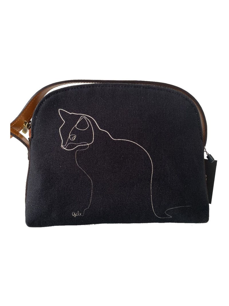 Sac à main en coton noir 22 cm Noir - Kiabi