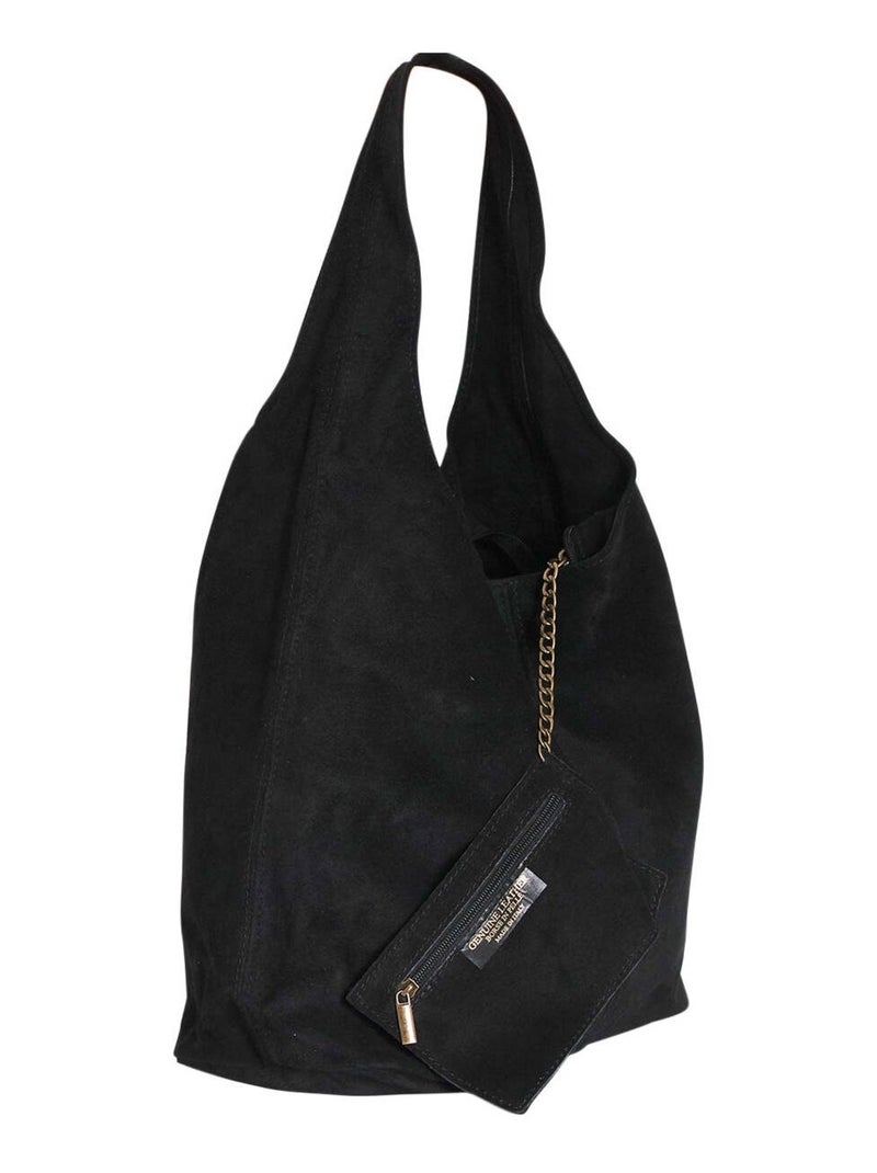 Sac à main en cuir nubuck daim SAM Noir - Kiabi