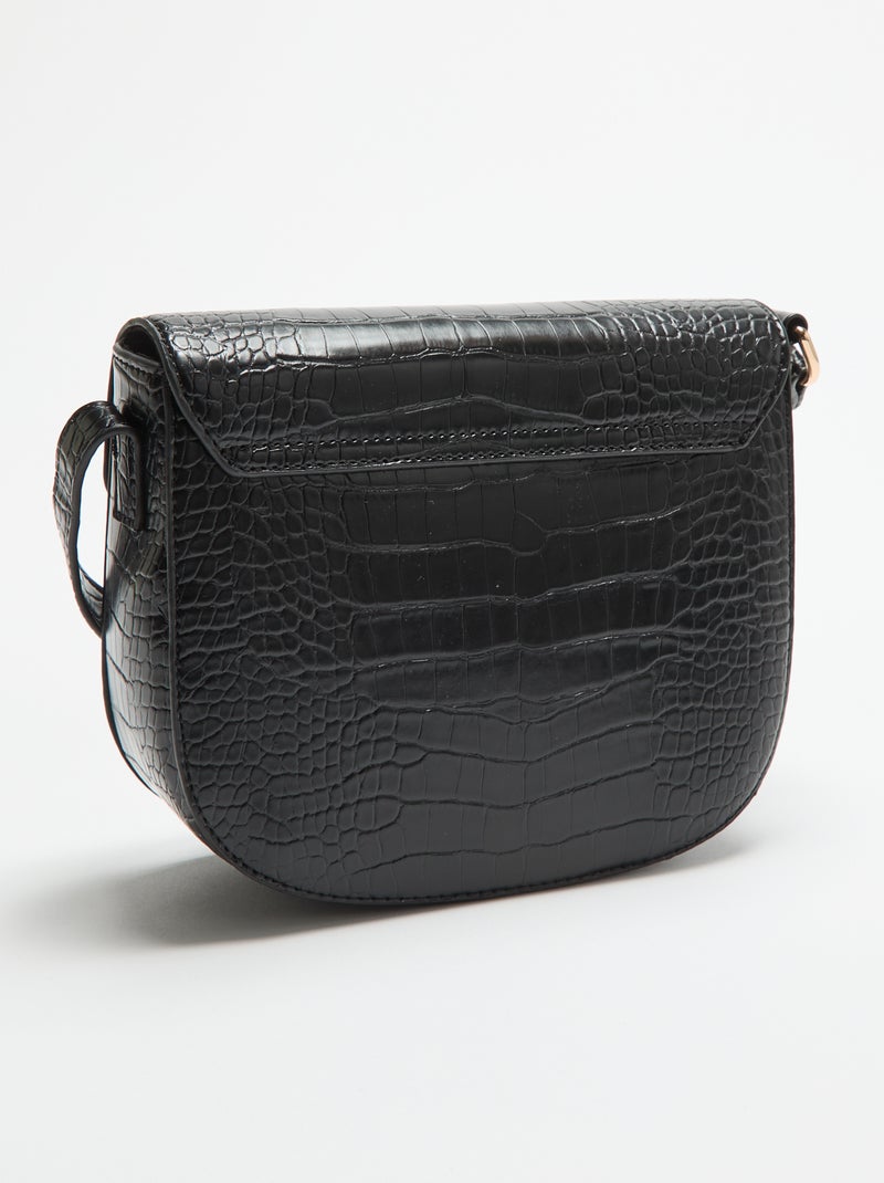 Sac à main en simili effet croco Noir - Kiabi