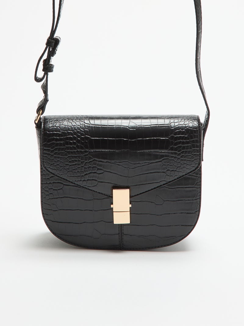 Sac à main en simili effet croco Noir - Kiabi