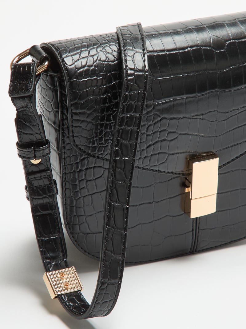 Sac à main en simili effet croco Noir - Kiabi