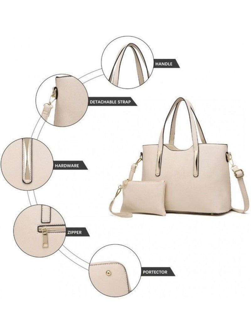 Sac à main femme lot de 2 avec pochette souple - miss lulu Beige - Kiabi