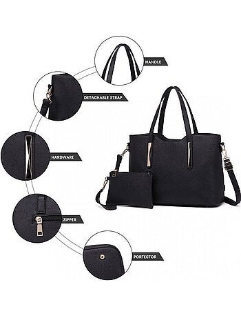 Sac à main femme lot de 2 avec pochette souple - miss lulu