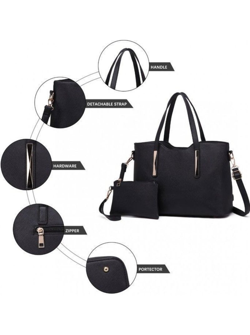 Sac à main femme lot de 2 avec pochette souple - miss lulu Noir - Kiabi