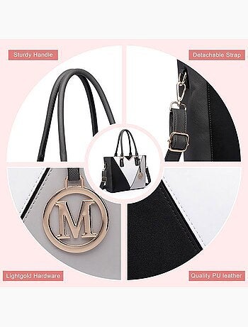 Sac à main forme v cuir pu semi-rigide 30x10x26 cm - miss lulu