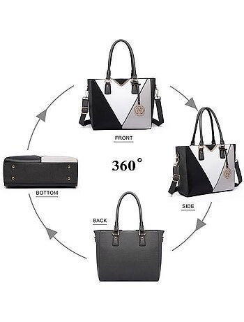 Sac à main forme v cuir pu semi-rigide 30x10x26 cm - miss lulu