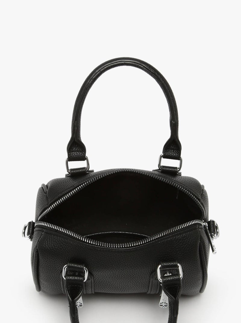 Sac À Main Grained Miniprix Toile Enduite Noir - Kiabi