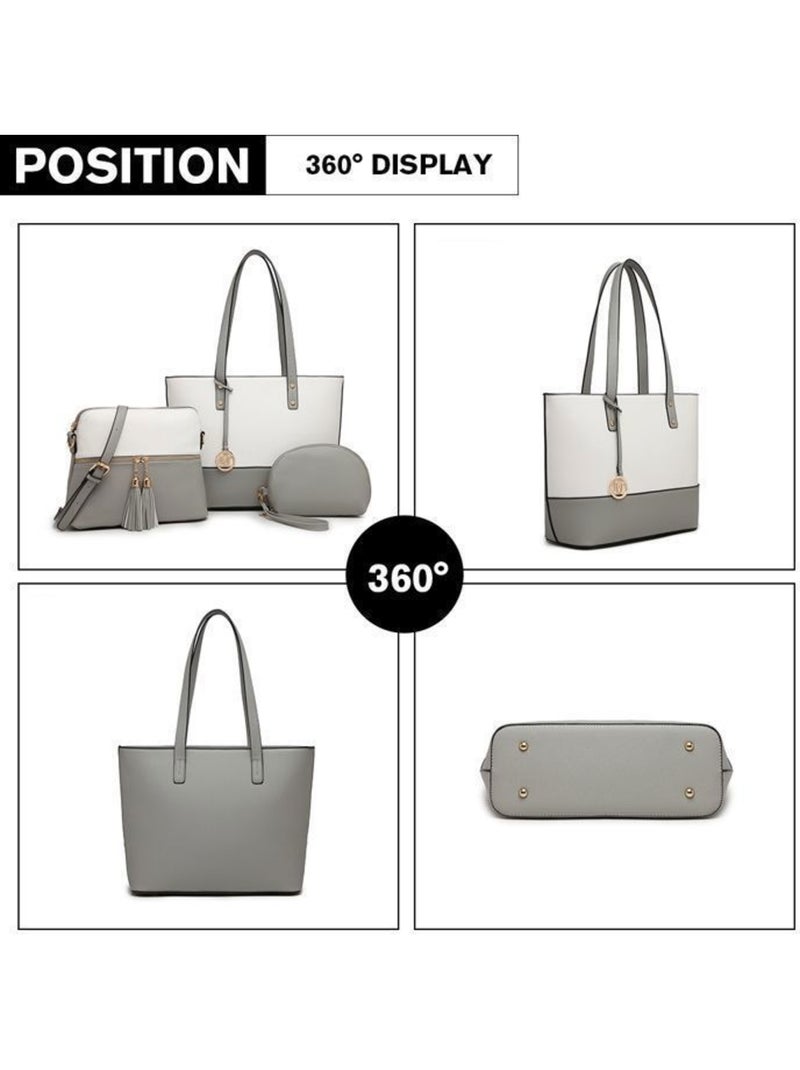 Sac à main lot de 3 pièces cuir artificiel logo m - miss lulu Gris - Kiabi