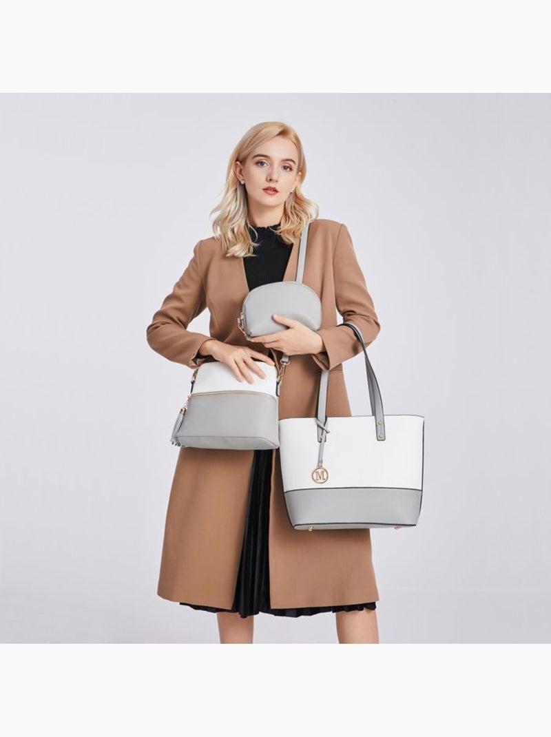 Sac à main lot de 3 pièces cuir artificiel logo m - miss lulu Gris - Kiabi