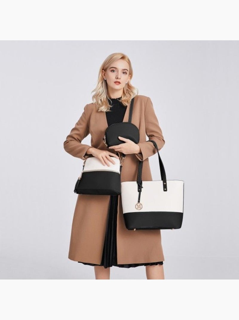 Sac à main lot de 3 pièces cuir artificiel logo m - miss lulu Noir - Kiabi